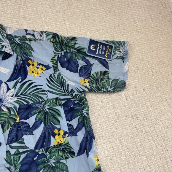Ski-Doo Blue Button Shirt Men's M Bombardier Club Floral Hawaiian Shirt Summer - Picture 4 of 16